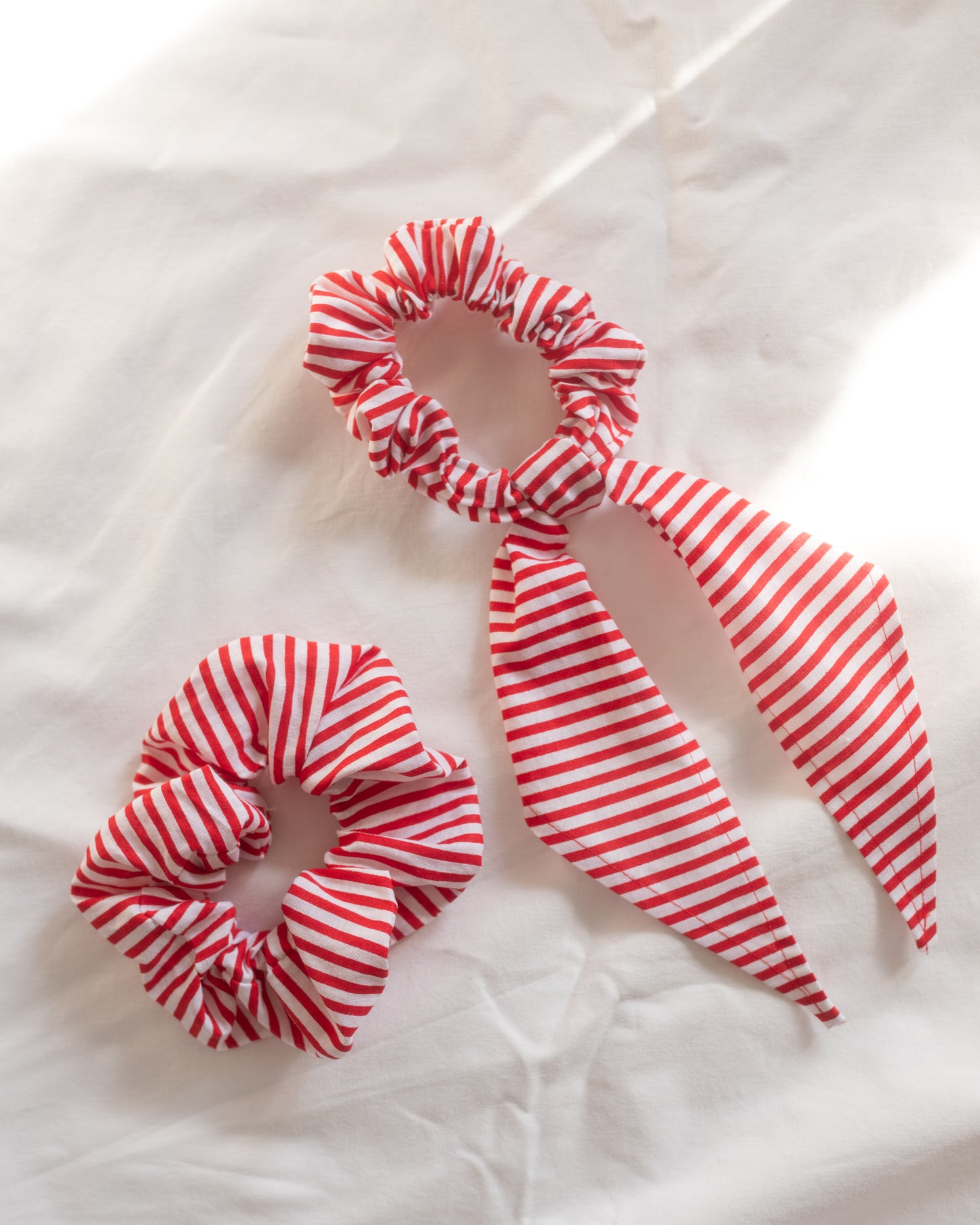 Riviera Bow Scrunchie - Red Stripe