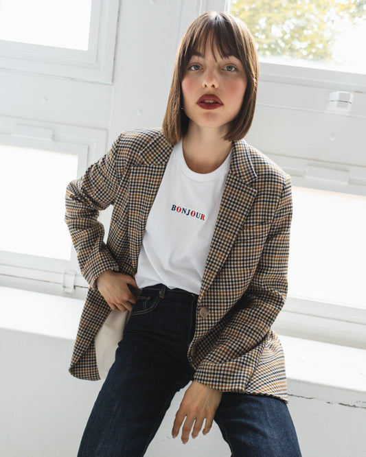 Bonjour Embroidery T-Shirt – French-Inspired Unisex Tee