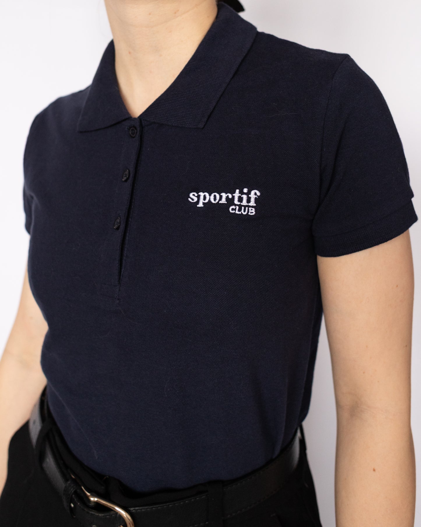Sportif Club Polo Shirt – Embroidered Women’s Piqué Polo in Navy