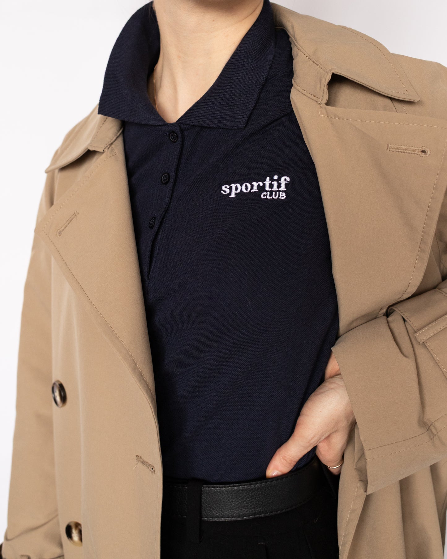 Sportif Club Polo Shirt – Embroidered Women’s Piqué Polo in Navy