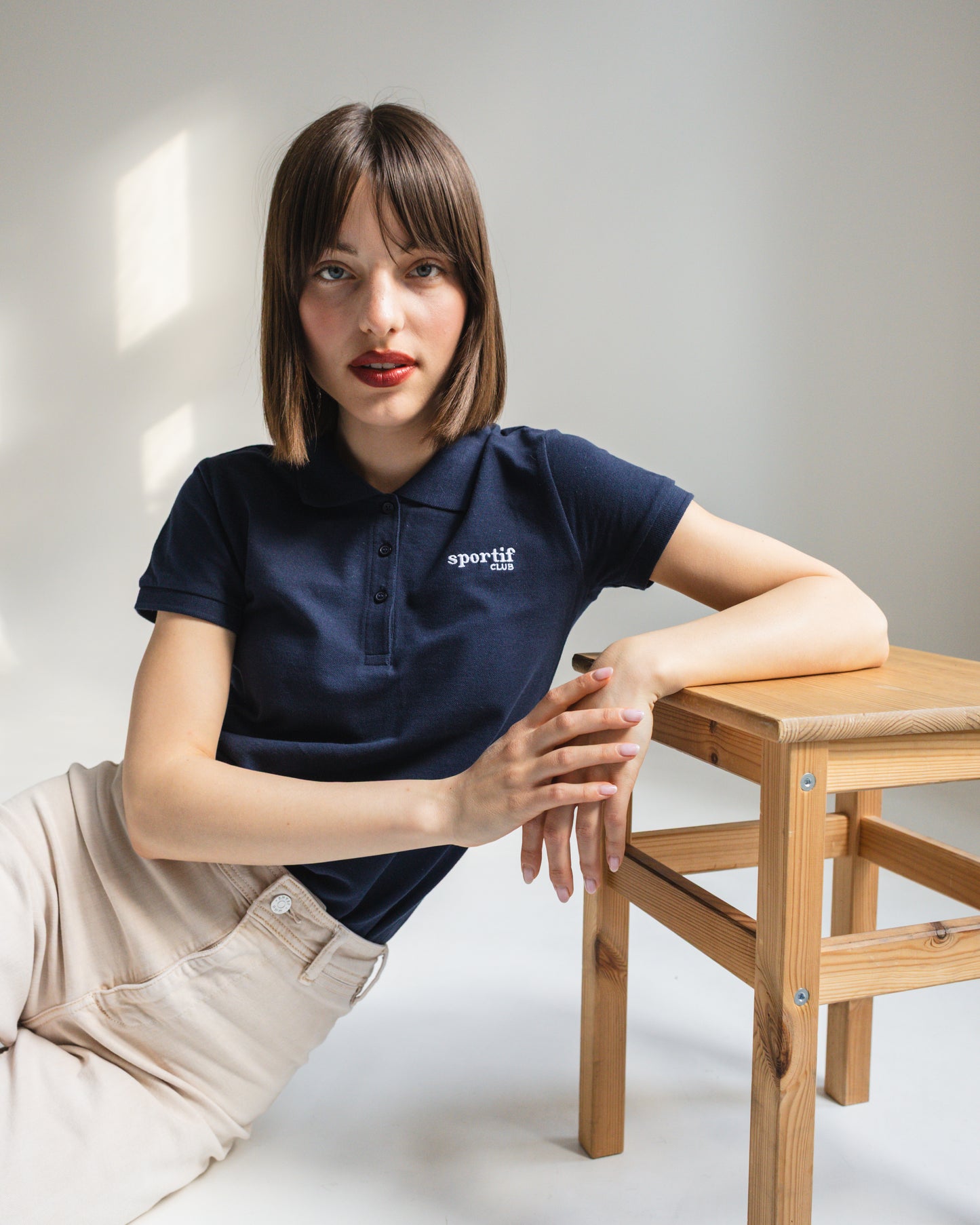 Sportif Club Polo Shirt – Embroidered Women’s Piqué Polo in Navy