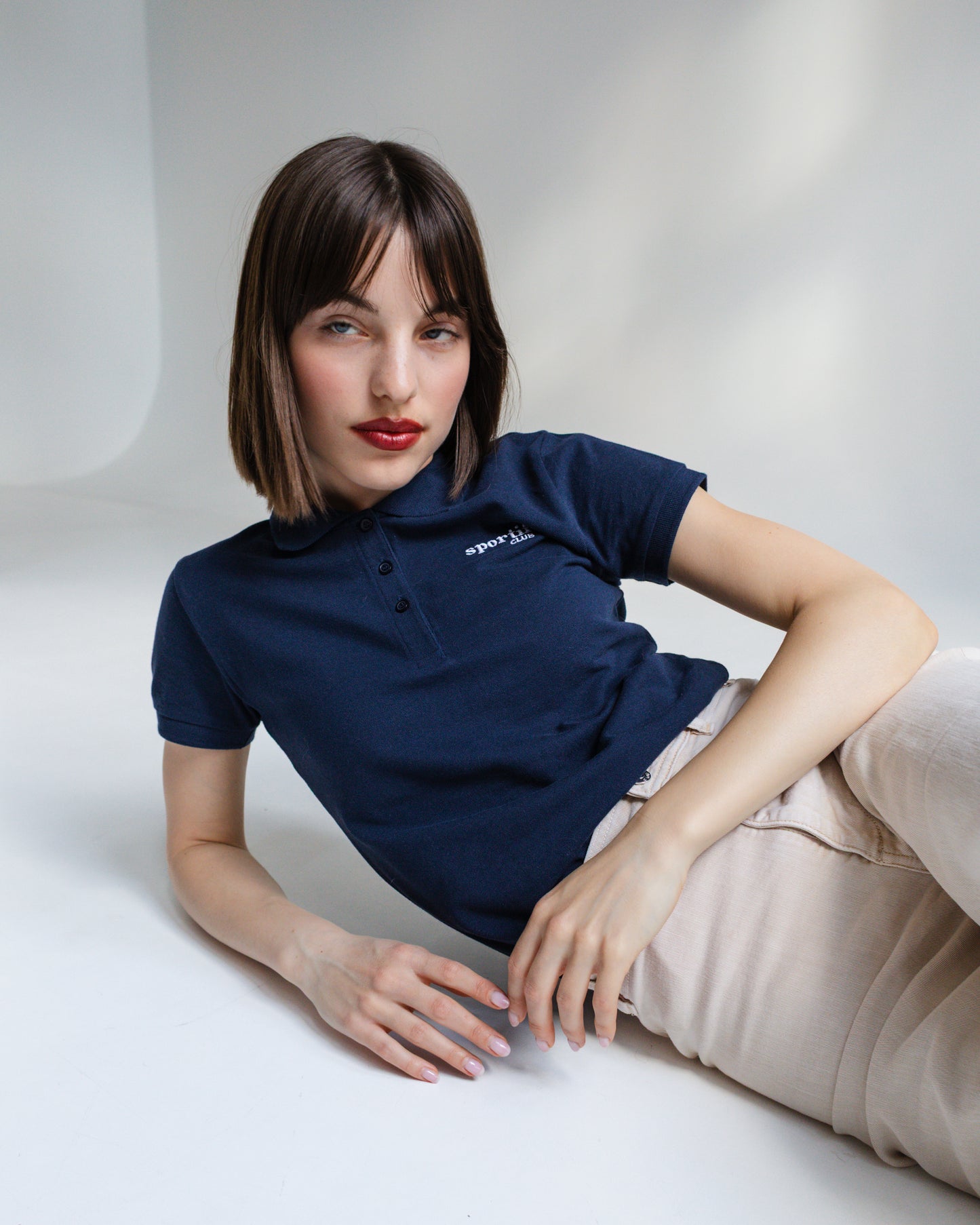 Sportif Club Polo Shirt – Embroidered Women’s Piqué Polo in Navy