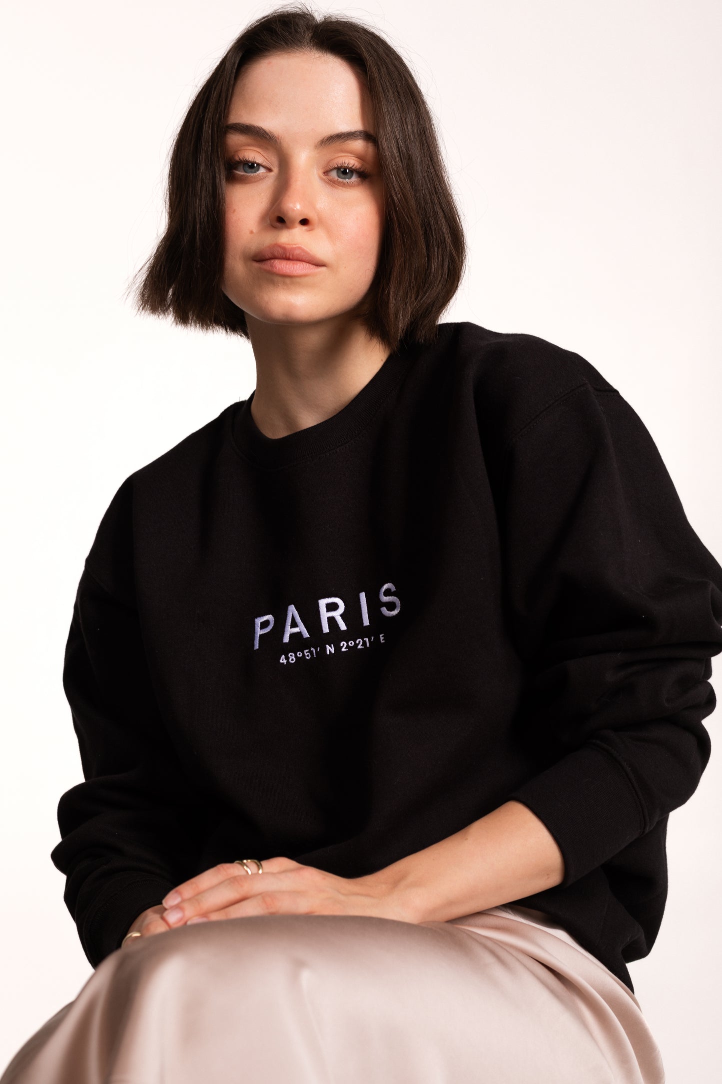 Paris Coordinates Embroidery Sweatshirt