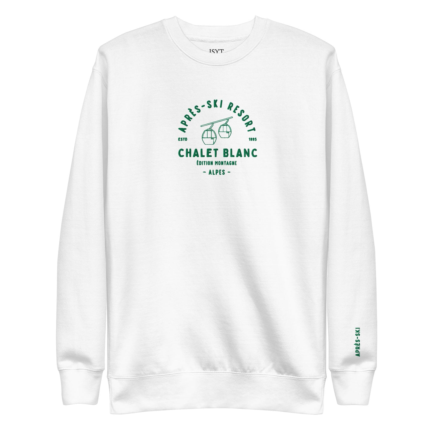 white green skiing aesthetic sweater