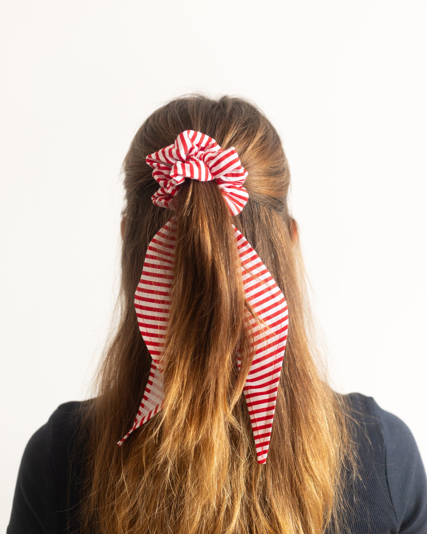 Riviera Bow Scrunchie - Red Stripe