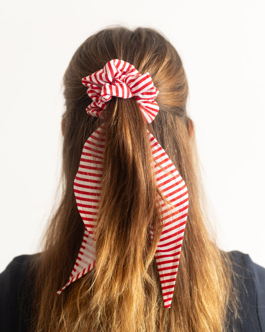 Riviera Bow Scrunchie - Red Stripe