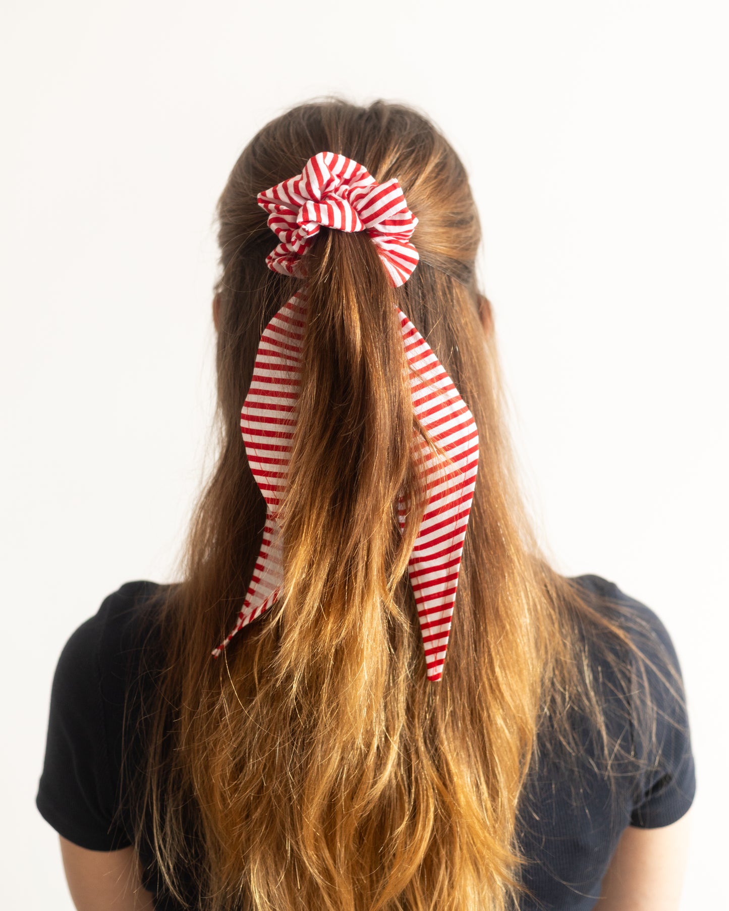 Riviera Bow Scrunchie - Red Stripe