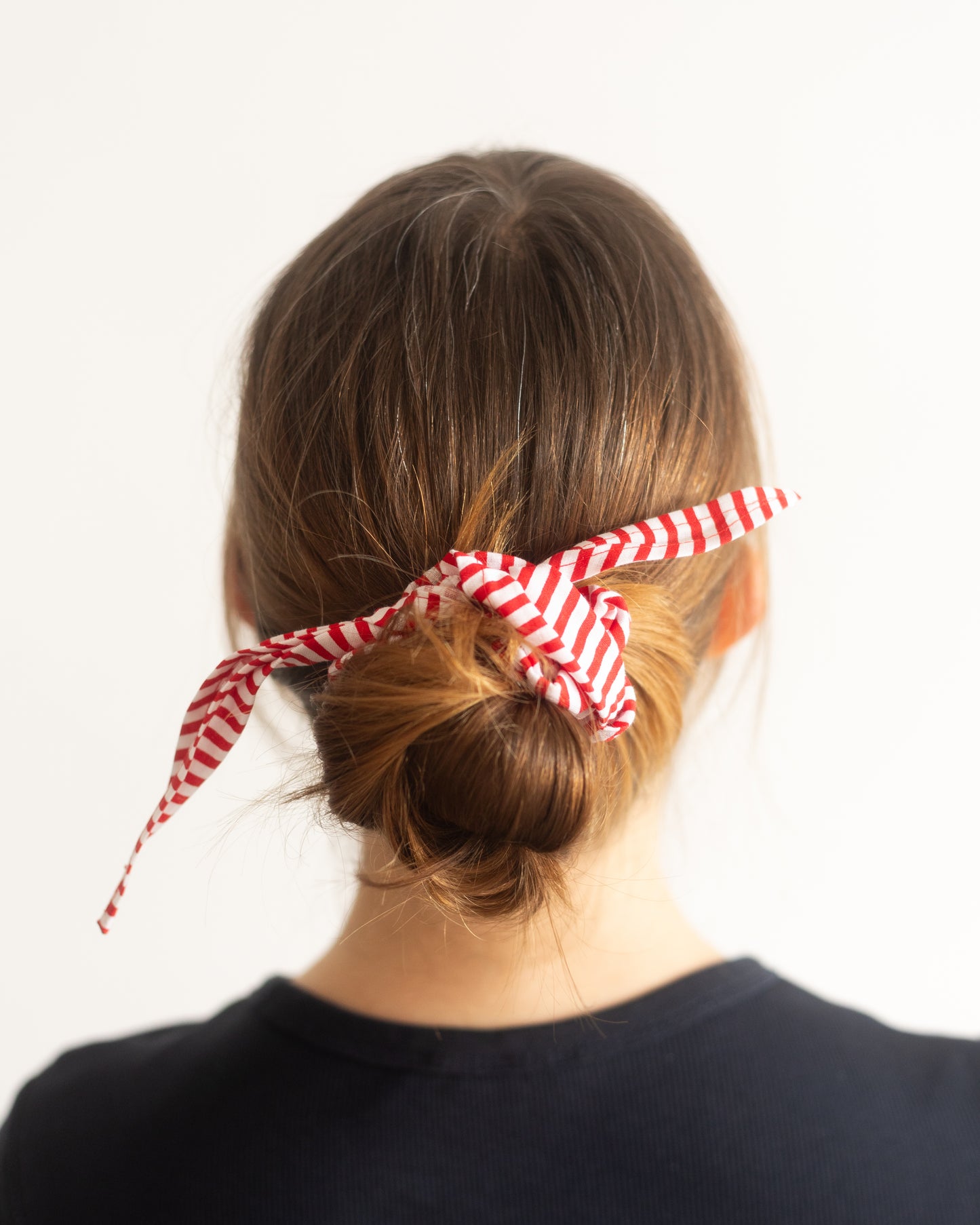 Riviera Bow Scrunchie - Red Stripe