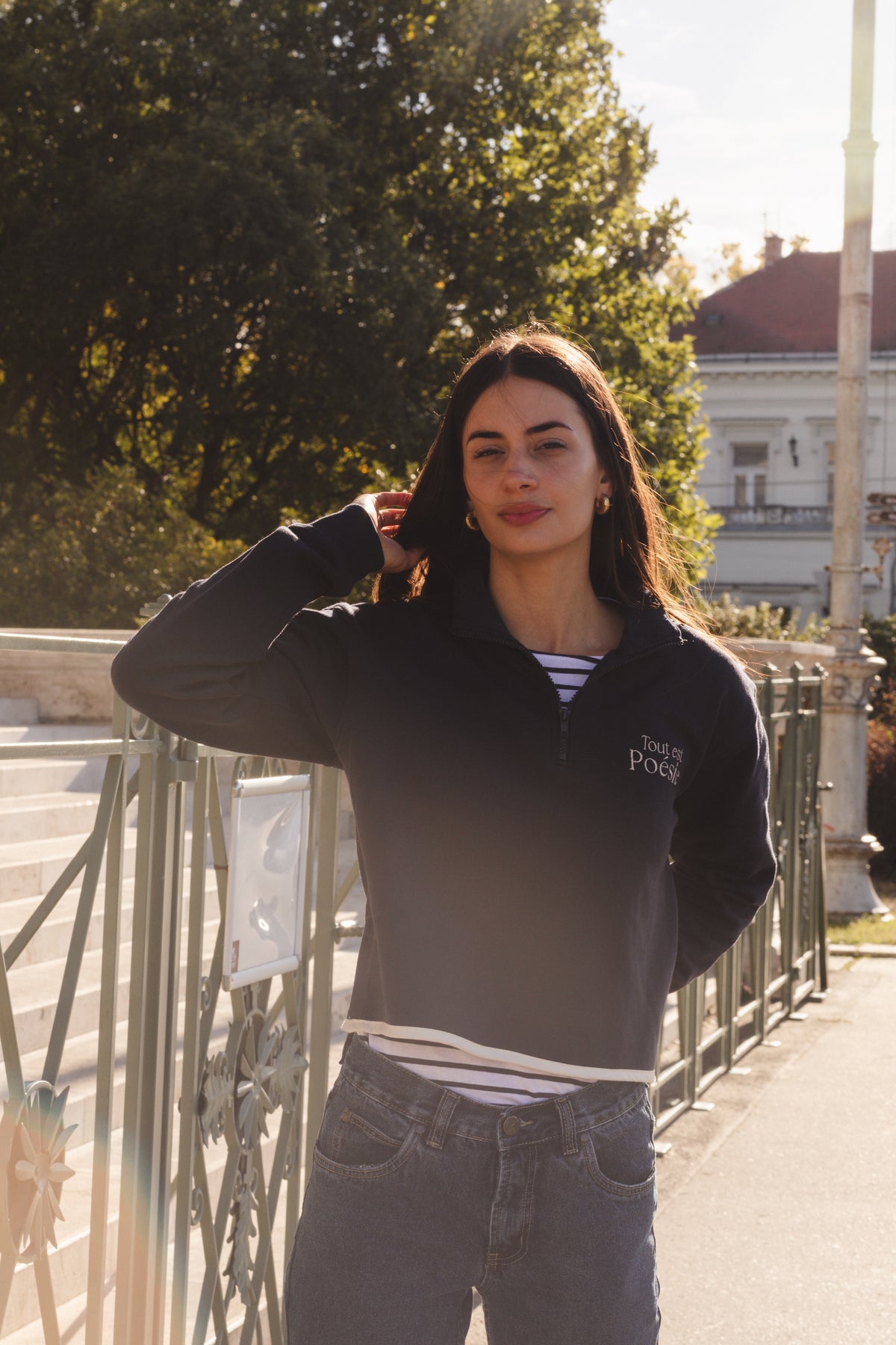 Navy Quarter Zip Sweater