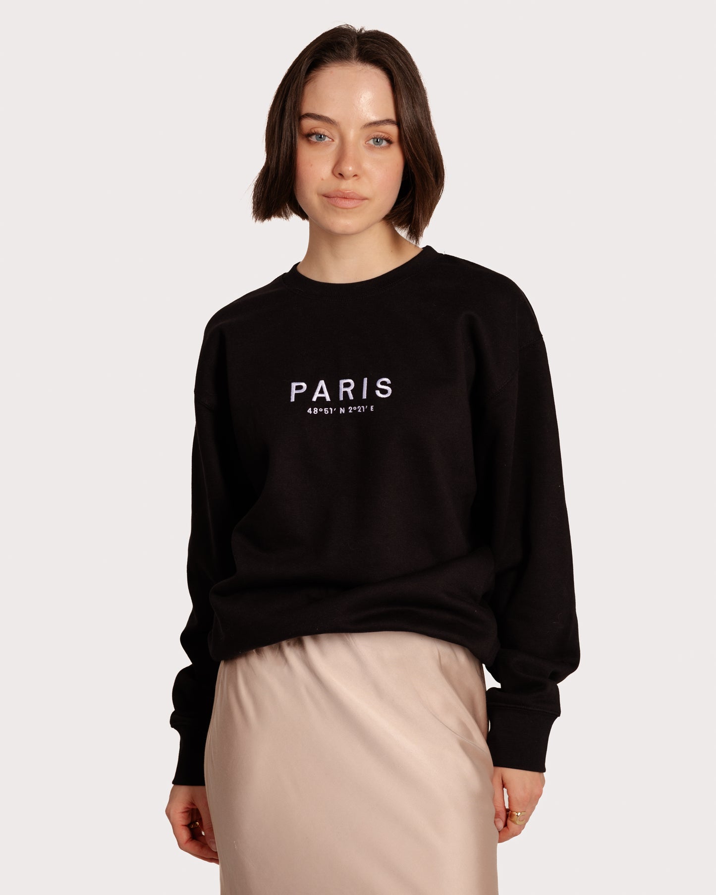 Paris Coordinates Embroidery Sweatshirt