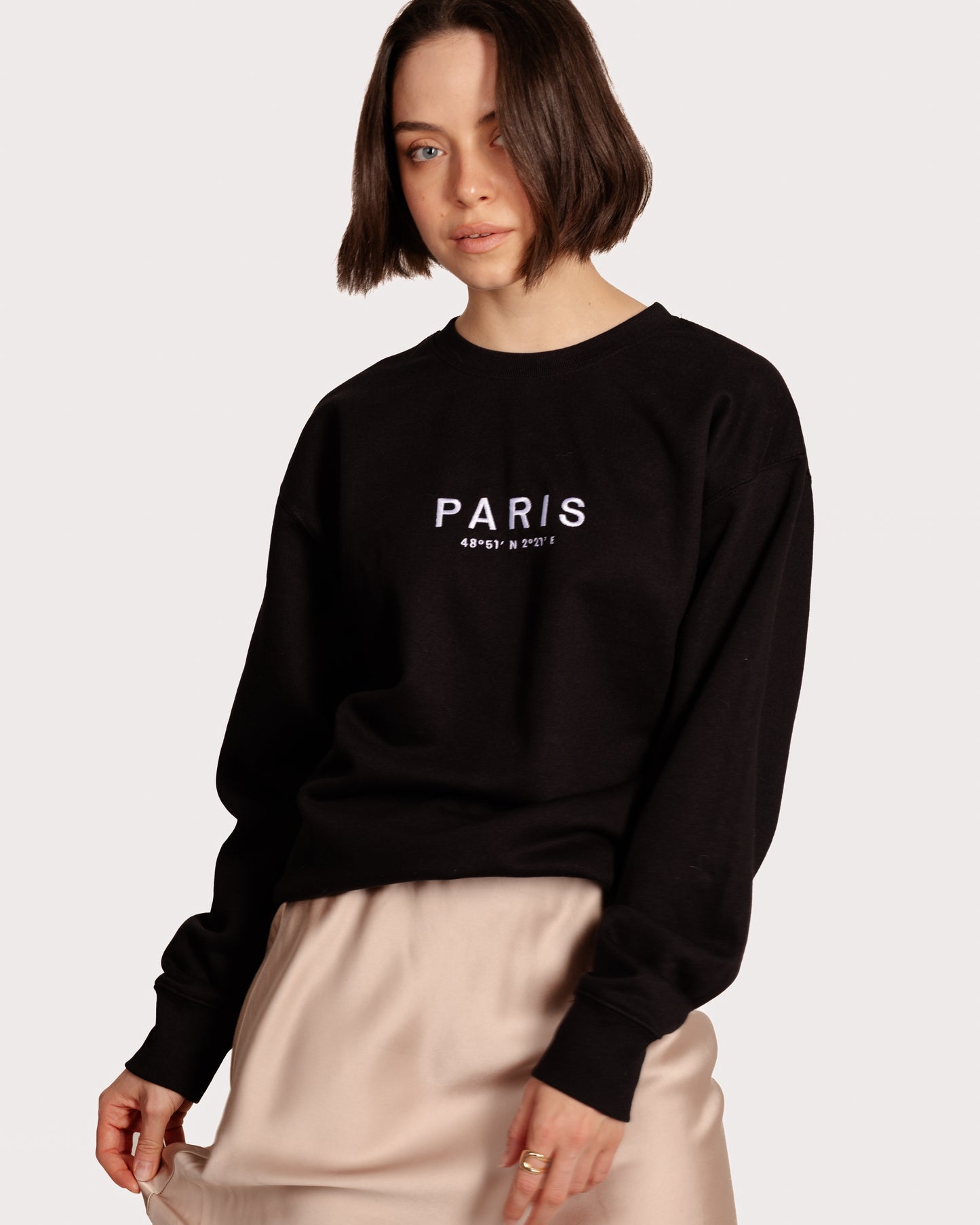 Paris Coordinates Embroidery Sweatshirt