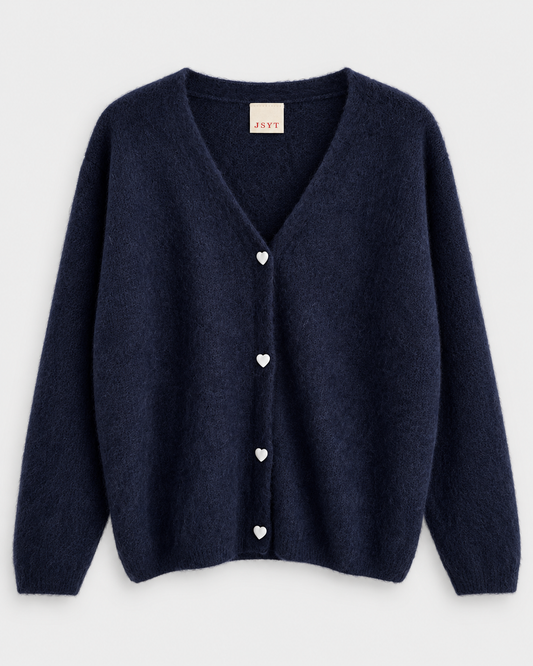 Alpaka Heart-Button Cardigan