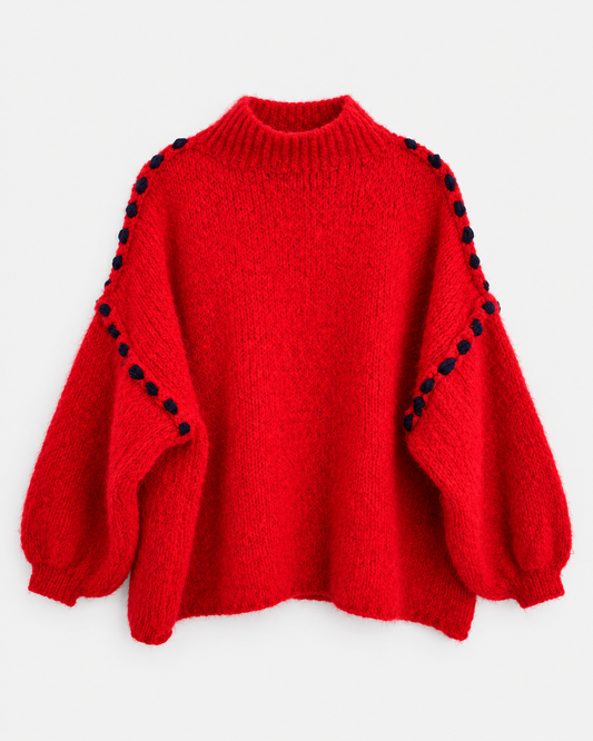 Chunky Knit Sweater - Red