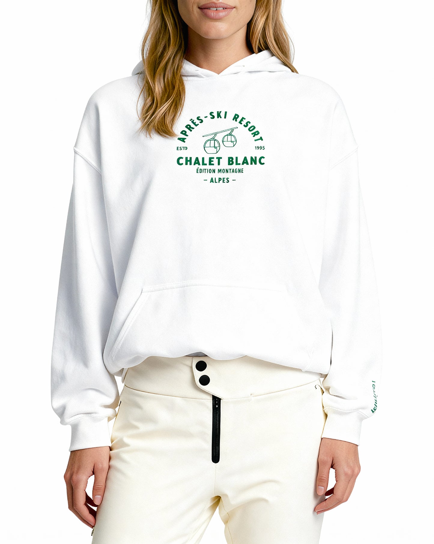 Limited edition embroidered hoodie with aprés-ski aesthetic