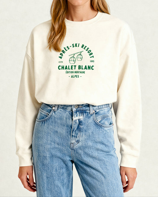 light beige sweater, aprés ski aesthetic, winter 2025 fashion sweatshirt