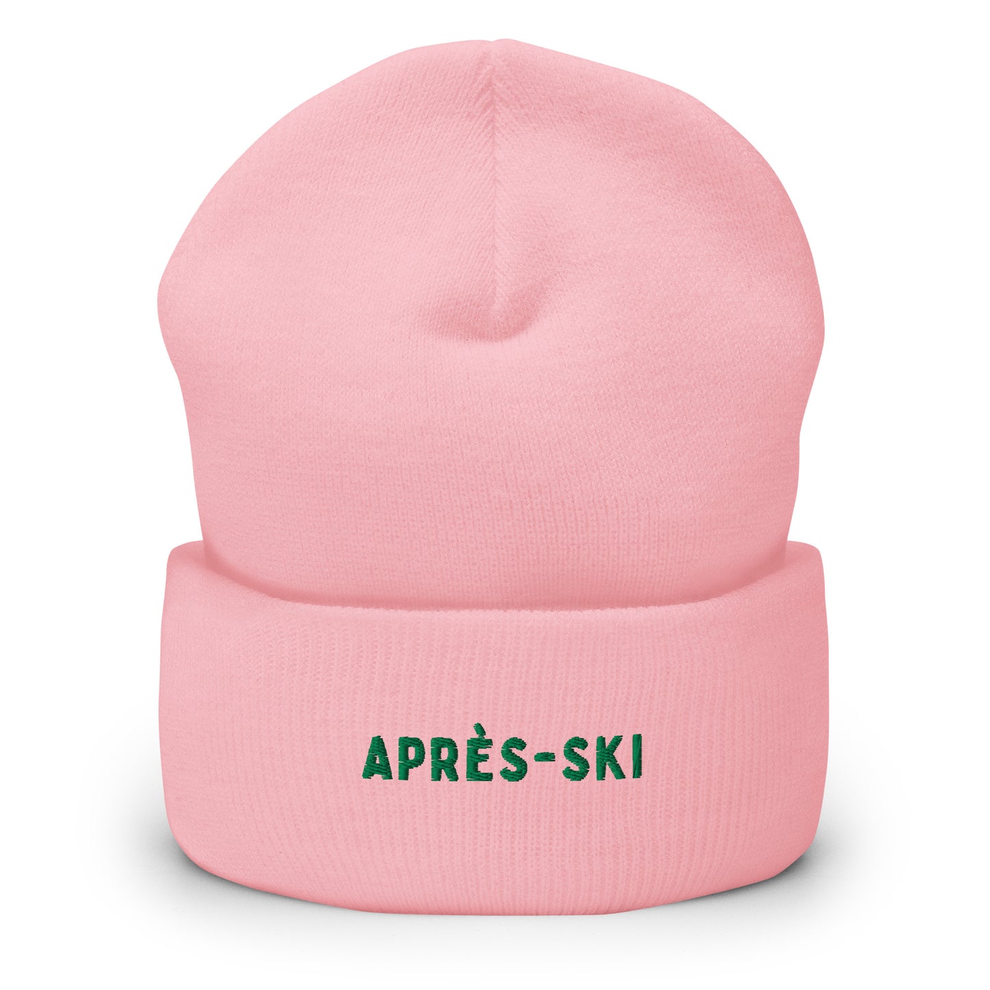 French-inspired beanie for a chic mountain resort look, baby pink
