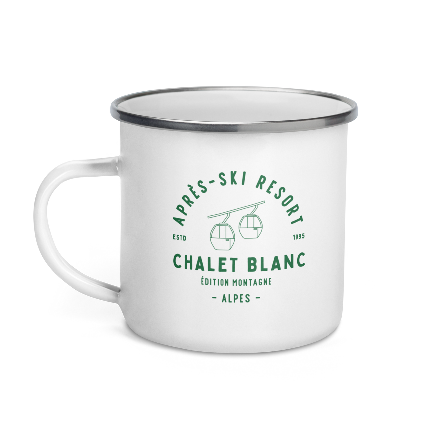 French winter style coffee mug with minimalist aprés-ski design