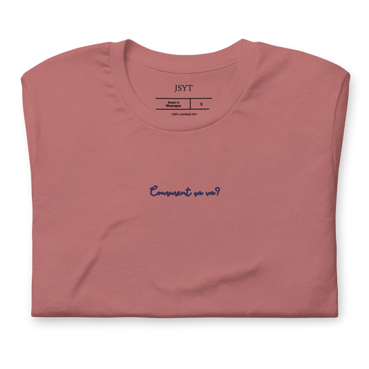 rose t-shirt with comment ca va embroidery