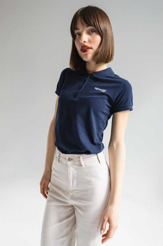 Sportif Club Polo Shirt – Embroidered Women’s Piqué Polo in Navy