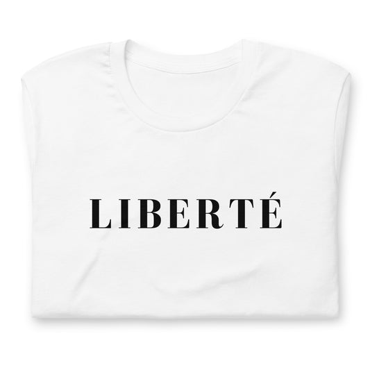 Liberté french word t-shirt, white french tee, liberte sign t-shirt. french clothing.