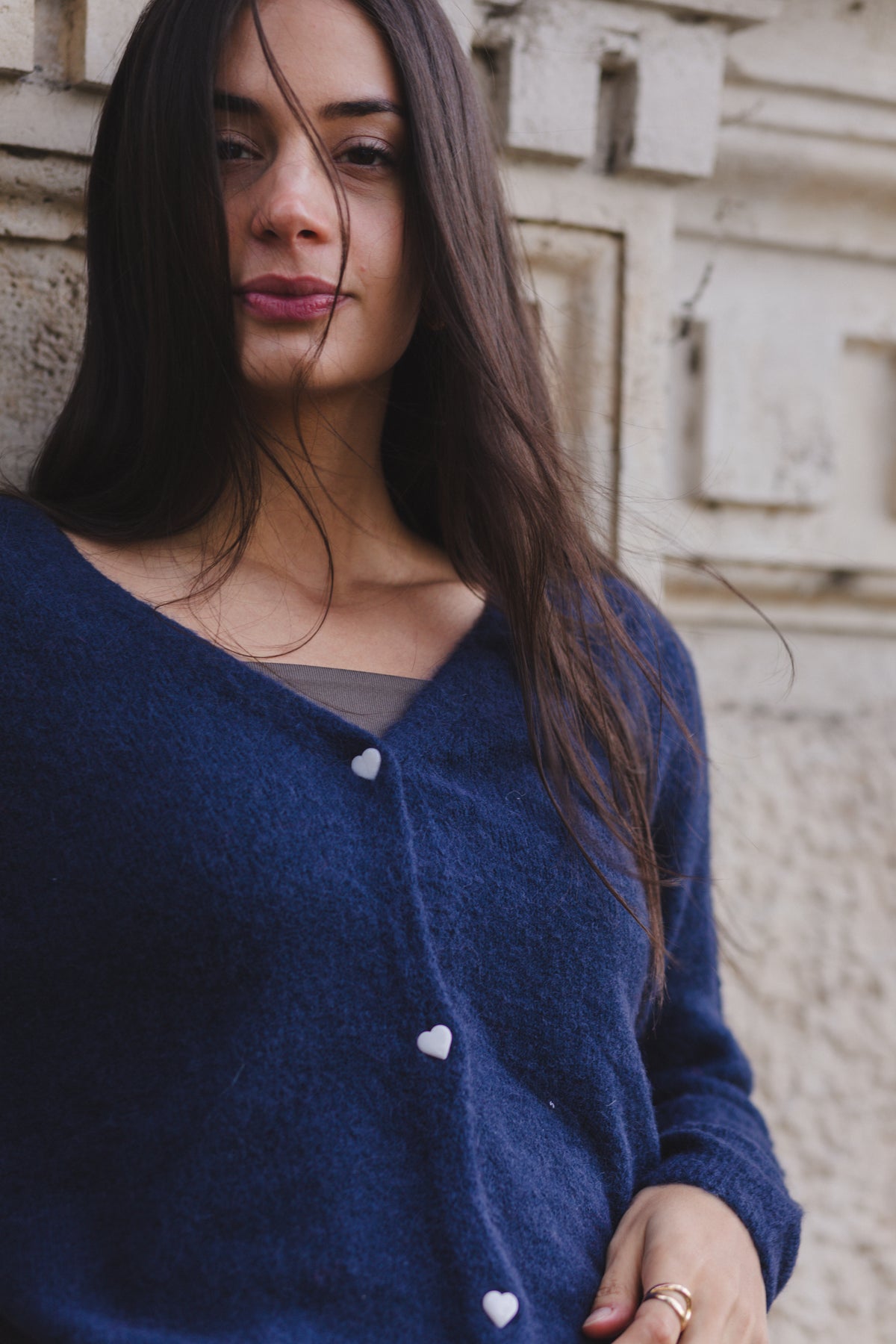 Alpaka Heart-Button Cardigan