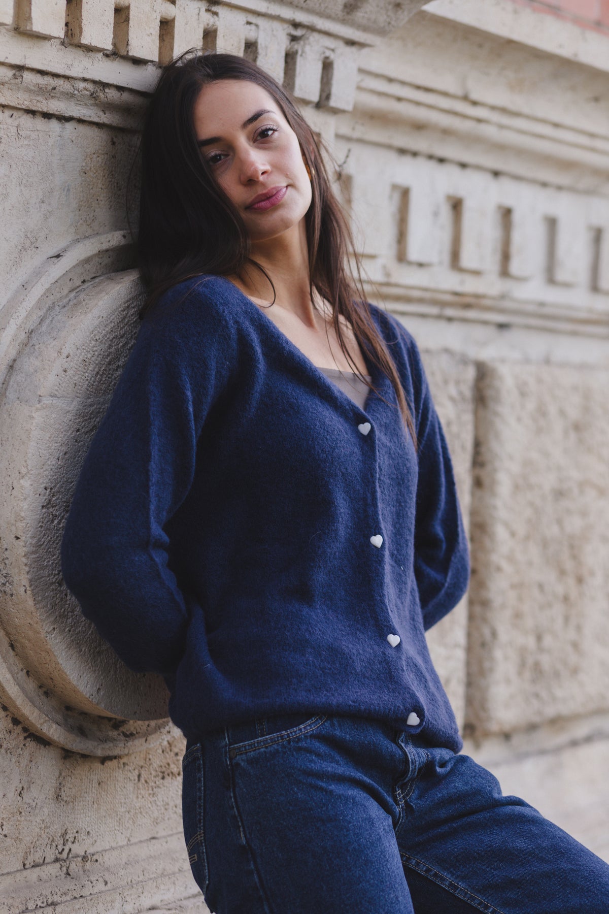 Alpaka Heart-Button Cardigan