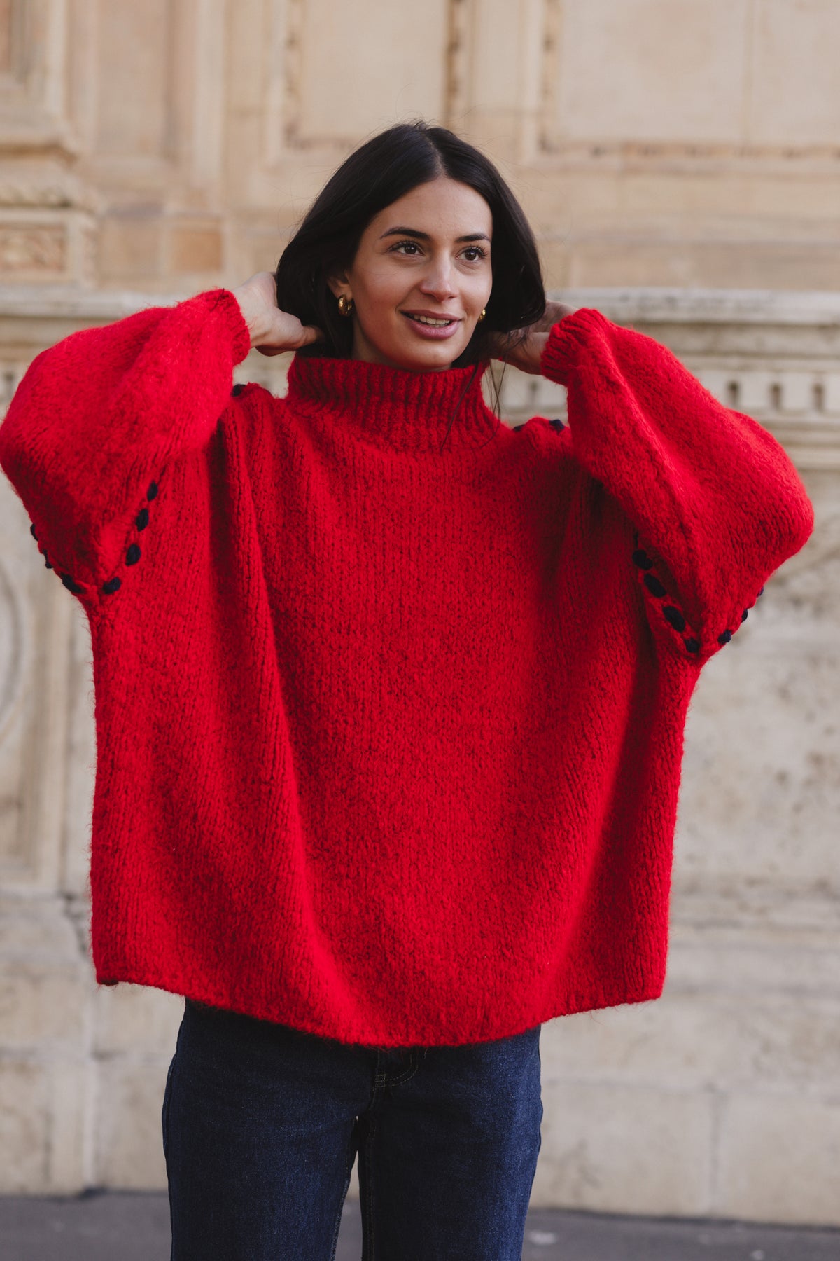 Chunky Knit Sweater - Red