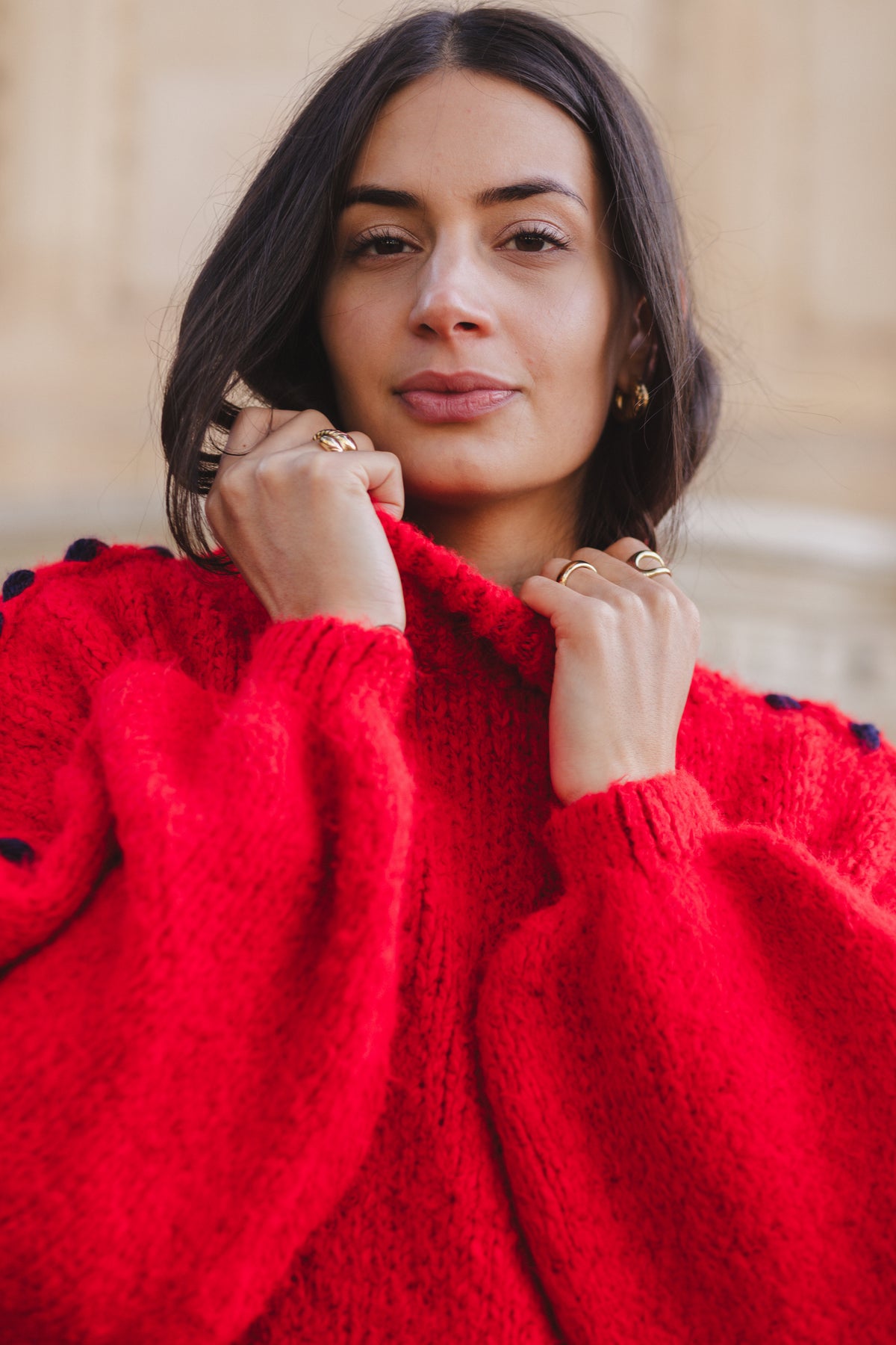 Chunky Knit Sweater - Red