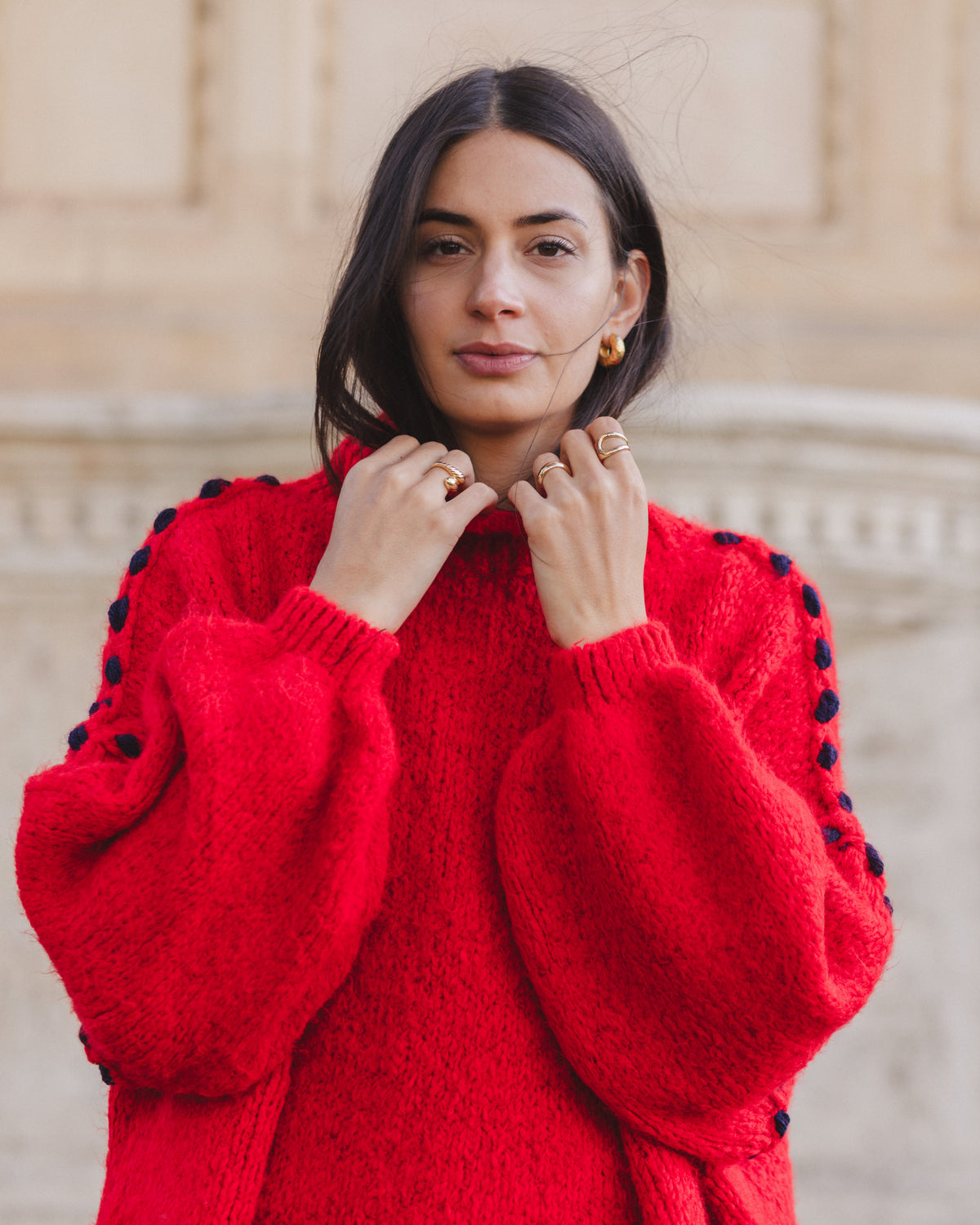 Chunky Knit Sweater - Red
