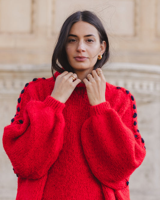 Chunky Knit Sweater - Red
