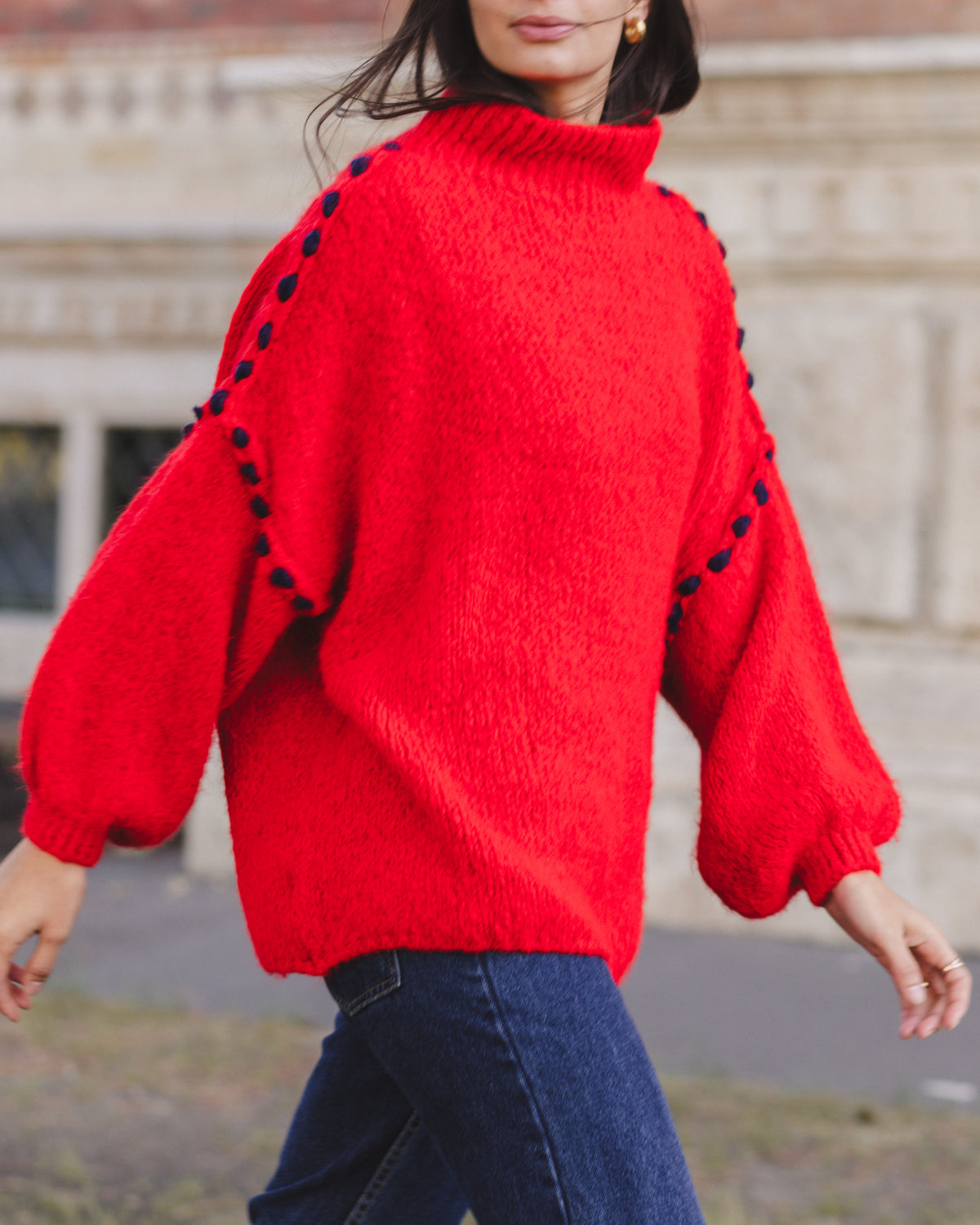 Chunky Knit Sweater - Red
