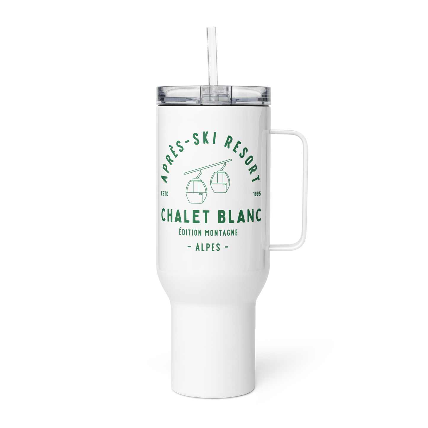 Chic mountain-inspired travel mug for hot drinks on the go