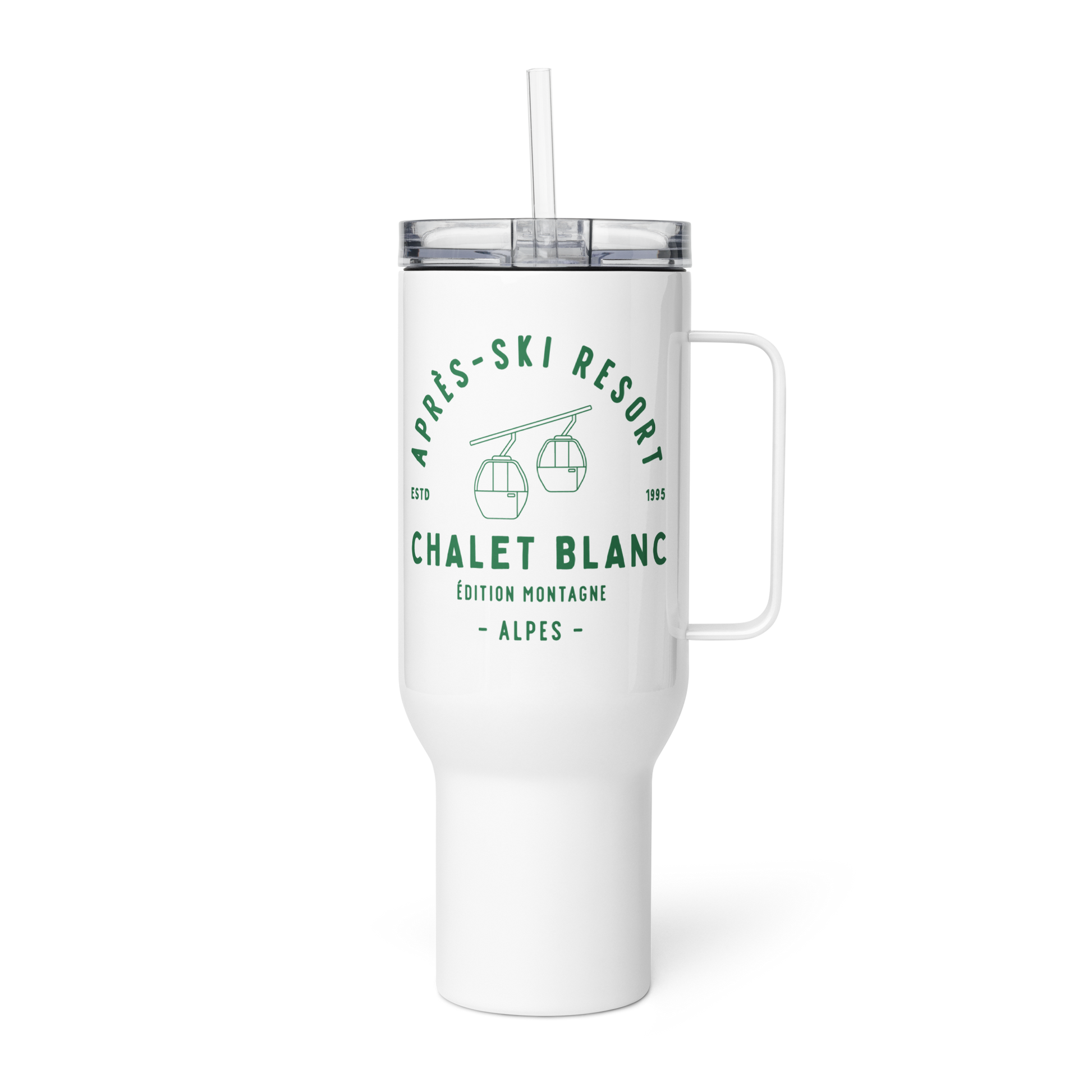 Chic mountain-inspired travel mug for hot drinks on the go