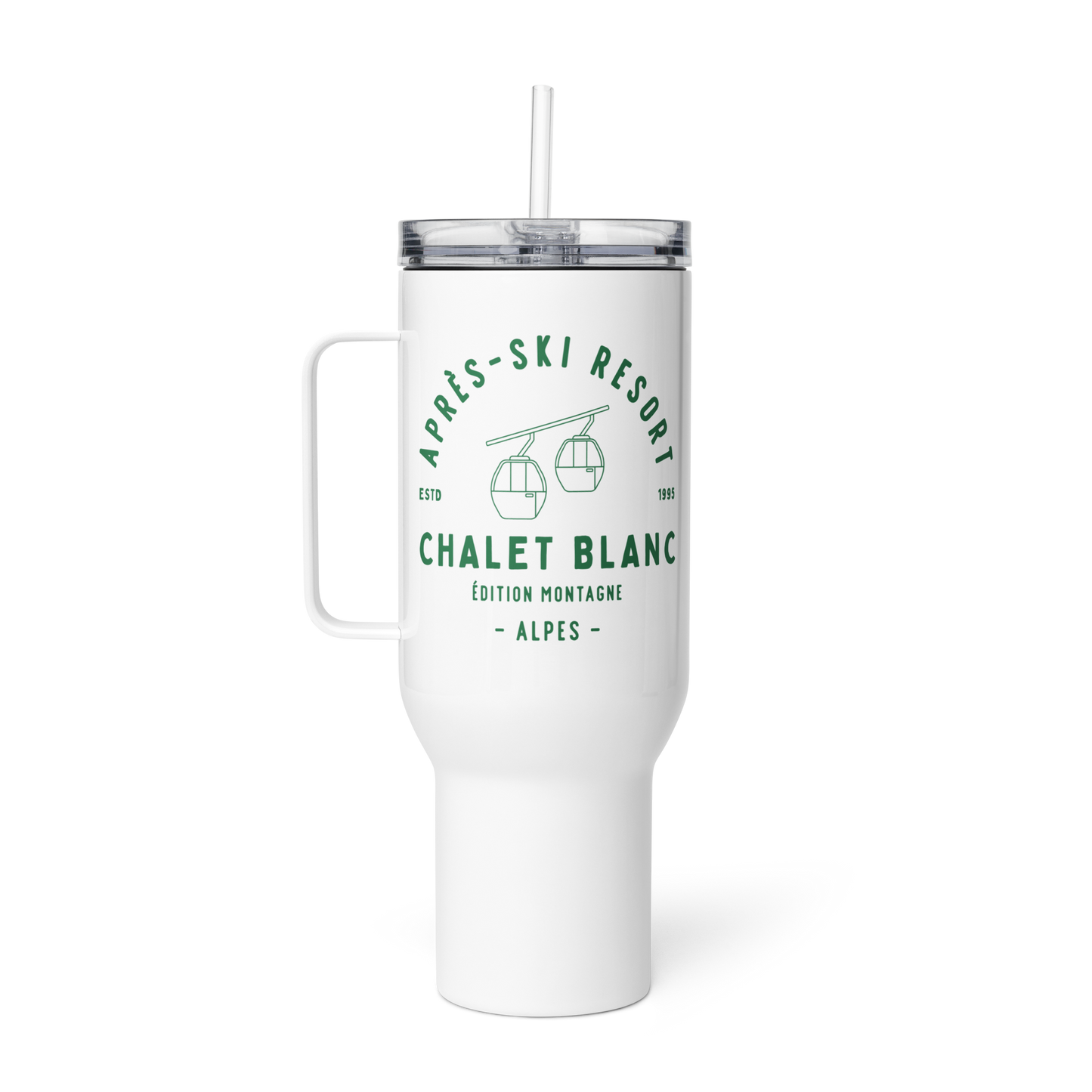 Chic mountain-inspired travel mug for hot drinks on the go