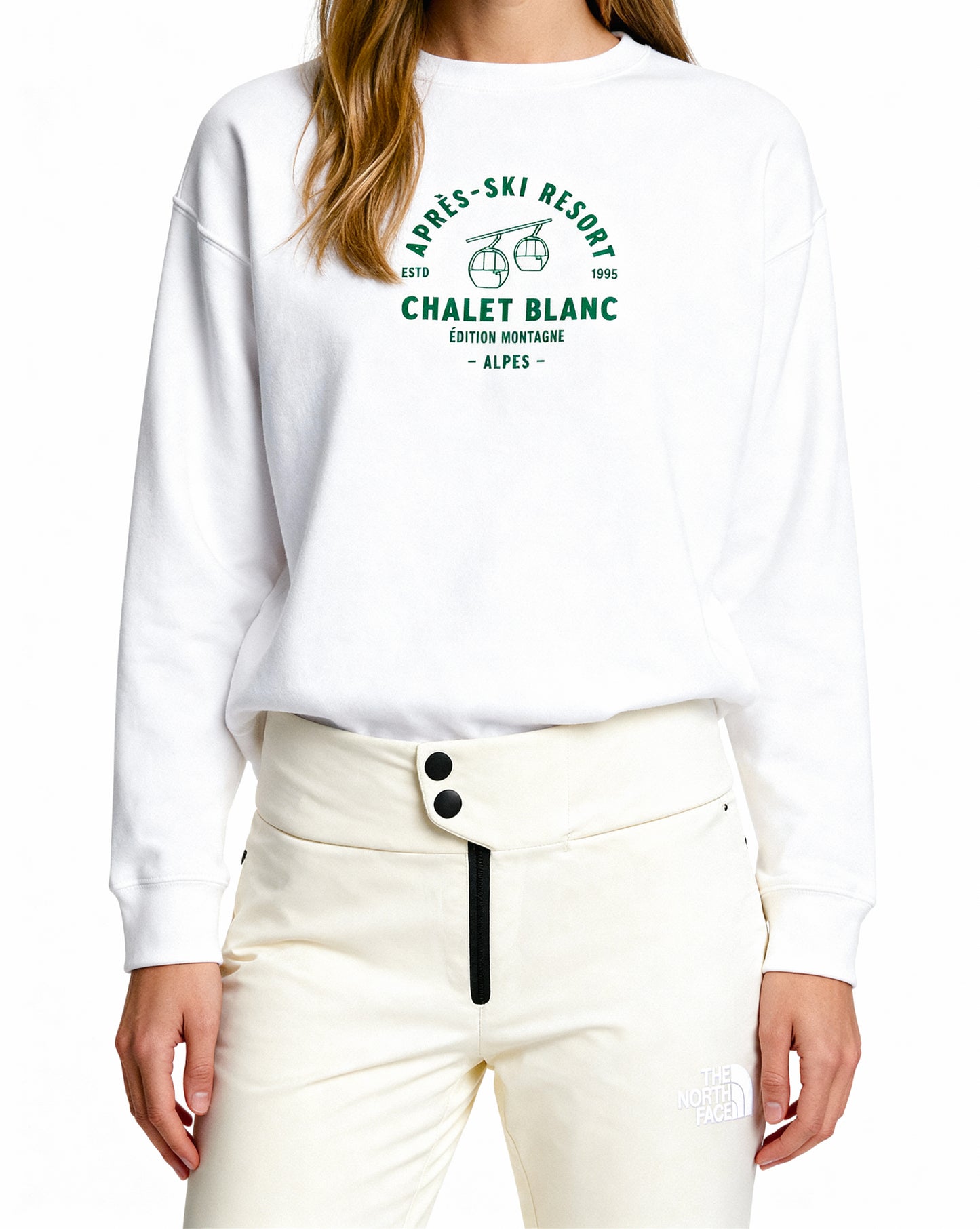 Unisex premium sweatshirt inspired by aprés-ski style and alpine comfort